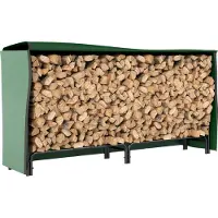 Outsunny Kaminholzregal 200x36x99cm Brennholzregal mit Wasserabweisend Abdeckung