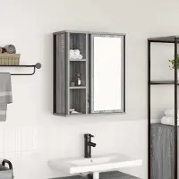 vidaXL Möbel Bad-Wandschrank mit Spiegel Grau Sonoma 50x21x60 cm - Badspiegel 861905