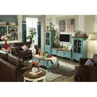 AEA Landhaus Stil Wohnwand Wohnzimmer Vitrine Sideboard rtv Holz Schrank Möbel 3tlg.