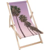 Dreamroots Liegestuhl klappbar Holz, Buchenholz bis zu 130 kg, Sonnenliege klappbar mit 3-stufiger Neigungsregulierung der Rückenlehne, Pink Sky Palms