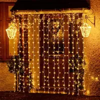 Salcar 3m 300 LED Lichterkette Lichtvorhang Fenster 8 Lichtmodi Innen Weihnachtsdeko LED Home Party Warmweiß