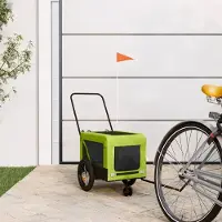 Prolenta Maison Exclusive - Fahrradanhänger Hunde Grün und Schwarz Oxford-Gewebe & Eisen
