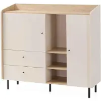 Beautysofa Kommode ALEX mit 2 Türen & 2 Schubladen & Einlegeböden, Sandbeige
