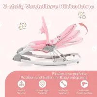 B2X 2 in 1 Babywippe klappbar tragbare Babyschaukel mit 3-stufig verstellbarer Rückenlehne Rosa
