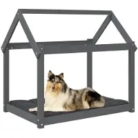 Syfax Hundebett Grau 101x70x90 cm Massivholz Kiefer