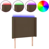 Syfax LED Kopfteil Dunkelbraun 103x16x118/128 cm Stoff