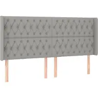 Syfax Kopfteil mit Ohren Hellgrau 203x16x118/128 cm Stoff