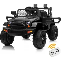 FCH 12V Kinderauto JEEP mit MP3, Musik, Hupe und Scheinwerfer Fernbedienung bei 2,4 GHz, V. Max. 2,8 km/h Fernbedienung