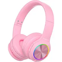 PowerLocus PLED kabellose Kinderkopfhörer mit Mikrofon Rosa 40mm Schallwandler Bluetooth 5.3