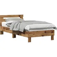 Syfax Bettrahmen mit Kopfteil Altholz 203 x 95 x 70 cm Holzwerkstoff