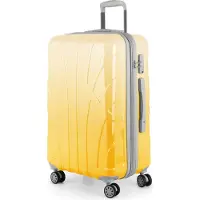 Suitline - Hartschalen-Koffer mittelgroß mit Dehnfuge Check-In Gepäck Trolley erweiterbar Rollkoffer Reisekoffer, größe M, 4 Rollen, TSA, 66 cm, 100% ABS,Safari Sunrise