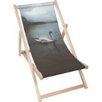 Dreamroots Liegestuhl klappbar Holz, Buchenholz bis zu 130 kg, Sonnenliege klappbar mit 3-stufiger Neigungsregulierung der Rückenlehne, Swan