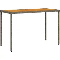 Syfax Gartentisch mit Akazienholz-Platte Grau 115x54x74cm Poly Rattan