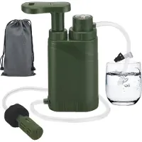 StarTech.com Tragbarer Wasserfilter - Outdoor-Pumpfilter - 0,01 µm Filtration - Für Camping, Wandern, Angeln - Notfallausrüstung - Armeegrün