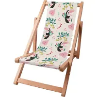 Dreamroots Kinder Liegestuhl klappbar Holz, bis zu 130 kg, Sonnenliege klappbar mit 3-stufiger Neigungsregulierung der Rückenlehne, Toucan Pastel
