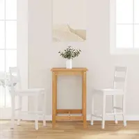 vidaXL "2026 Promotion" Barhocker 2 Stk. - Hohe Qualität - Weiß Massivholz Gummibaum - Barhocker CC25520