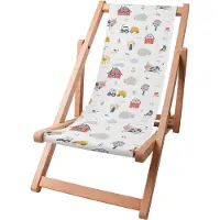 Dreamroots Kinder Liegestuhl klappbar Holz, bis zu 130 kg, Sonnenliege klappbar mit 3-stufiger Neigungsregulierung der Rückenlehne, Happy Farmer