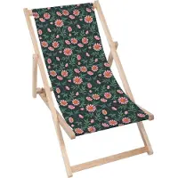 Dreamroots Liegestuhl klappbar Holz, Buchenholz bis zu 130 kg, Sonnenliege klappbar mit 3-stufiger Neigungsregulierung der Rückenlehne, Oxeye Daisy