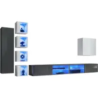 AEA Wohnwand Grau Wand Regale Schrank Wohnzimmermöbel Einrichtung Luxus Set 8tlg