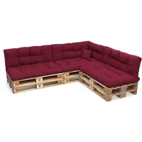 Pokar Palettenkissen mit schöner Steppung Auflage Palettensofa, Größe:8er Set, Farbe:Dunkelrot