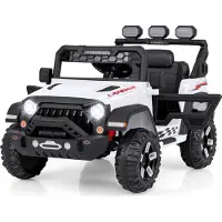 Costway 12V Kinderauto Elektrisch mit 2,4G Fernbedienung & USB & Licht & Musik, 1-5 km/h (Weiß)