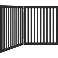 Syfax 2-tlg. Hundetor Faltbar Schwarz 160 cm Pappelholz