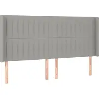 Syfax Kopfteil mit Ohren Hellgrau 183x16x118/128 cm Stoff