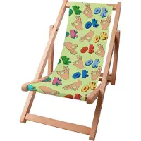 Dreamroots Kinder Liegestuhl klappbar Holz bis zu 130 kg, Sonnenliege klappbar mit 3-stufiger Neigungsregulierung der Rückenlehne, Everything is OK