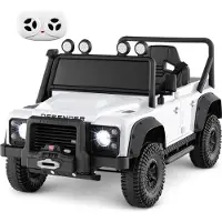 Costway Kinder Elektroauto, 12V Kinderauto Elektro mit Fernbedienung, Scheinwerfern, Hupe, Musik, USB & MP3, elektrisches Auto für kinder 3+ Weiß