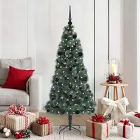 vidaXL "Schlussverkauf" Künstlicher vorbeleuchteter Weihnachtsbaum(1 pc) - Kunstbaum/Tannenbaum - mit Kugelset 150 cm C7570