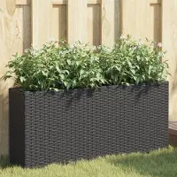 vidaXL Möbel Hochbeet mit 2 Fächern Schwarz 90x20x40 cm Poly Rattan - Beete 366407