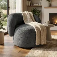 Beautysofa Drehsessel MAO 360° drehbar - Moderner Komfortsessel Relaxsessel Lesesessel mit Chenille Bezug, Drehbarer Design Sessel in Dunkelgrau