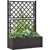 vidaXL "Rabatt" Garten-Hochbeet/Pflanzgefäß/Pflanzkübel - mit Spalier Selbstbewässerungssystem Anthrazit - Beete CC6653