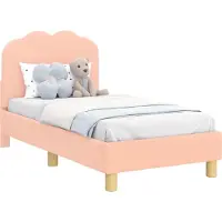 Syfax Kinderbettgestell mit Kopfteil Rosa 70 x 140 cm Bouclé
