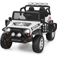 Costway Elektroauto, 12V Elektro Kinderauto mit Musik, Hupe, USB, MP3, Radio, Fernbedienung & 3 Geschwindigkeiten, Elektro Auto ab 3 Jahren Weiß