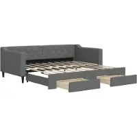 vidaXL Tagesbett Ausziehbar mit Schubladen Dunkelgrau 90x190 cm Stoff