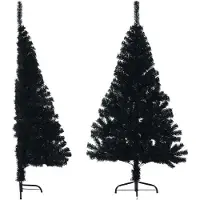 Syfax Künstlicher Halb-Weihnachtsbaum mit Ständer Schwarz 150 cm PVC