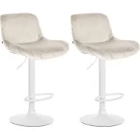 CLP 2er Set Barhocker Solon Weiß Samt - creme
