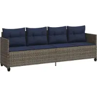 Syfax Sonnenliege mit Kissen Grau Poly Rattan
