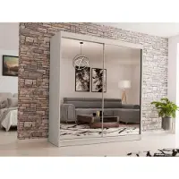 Beautysofa Schwebetürenschrank DEBRA II 240 cm - 3-türig Kleiderschrank, Garderobe, Schrank mit Spiegeln, Kleiderstang & 4 Schubladen, Farbe: Kaschmir