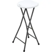Spetebo 2.03 Faltbarer Bar Stuhl Metall / Kunststoff - ca. 70x33x30 cm - Gestellfarbe: grau / Sitzfläche: weiß (Barhocker)