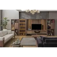Xl Moebel Gmbh Moderne Braune Wohnwand Wohnzimmer Holzwand Mux LED-Regalen Wohnwände