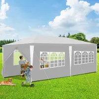 HENGDA Pavillon Polyethylen Stahlrohre – s Partyzelt aus Polyethylen und Stahlrohren, praktisches Gartenzelt Weiß 3x6m