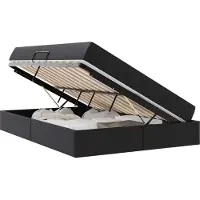 vidaXL Aufbewahrungsbett mit Matratze 2 stk. Schwarz Leder