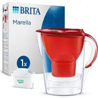 Brita Marella Wasserfilter-Krug, Rot, 2,4L Gesamtvolumen, 1,4L gefiltertes Wasser, 1 Maxtra Pro All-In-1 Filterkartusche