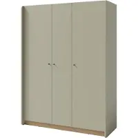 Beautysofa Kleiderschrank ALEX, Drehtürenschrank mit 3 Türen, 145×195 cm, mit Kleiderstange & 10 Einlegeböden, Eukalyptus
