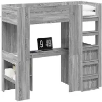 Syfax Etagenbettgestell mit Schreibtisch Graues Sonoma 75 x 190 cm