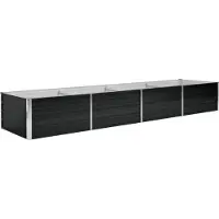 Syfax Großes Hochbeet für Garten & Balkon, Anthrazit, aus verzinktem Stahl, 320 x 80 x 45 cm, rechteckig, offene Unterseite