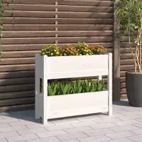 vidaXL "2026 Promotion" Hochbeet - Pflanzkübel - Weiß 77x25x66 cm - Massivholz Kiefer - Beete CC28996