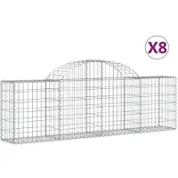 vidaXL Möbel Gabionen-Hochbeet - Blumenkasten - mit Hochbogen 8er-set - multifunktional& Moderne - 200x30x60/80 cm Verzinktes Eisen - Beete Einfacher Aufbau CLORIS8029855